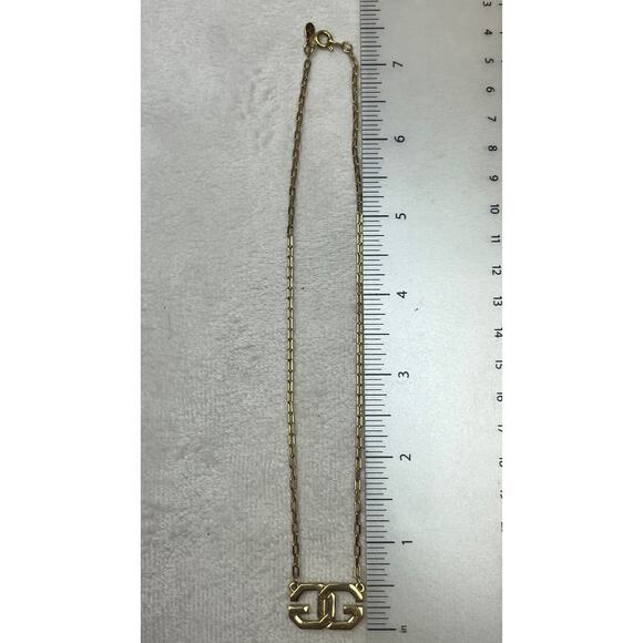 Givenchy GG Logo Gold Plated Choker Necklace 14” Vintage Authentic - Picture 7 of 9